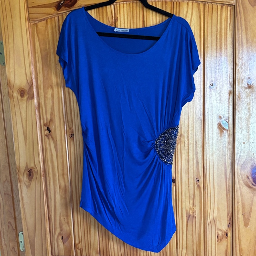 Chic Cobalt Blue Short Sleeve Women's Top
